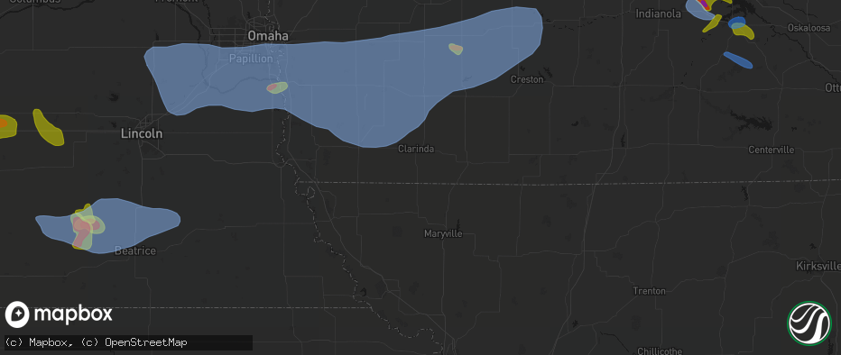 Hail map in Braddyville, IA on June 5, 2026
