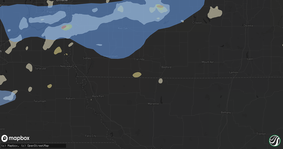 Hail map in Braddyville, IA on June 5, 2026