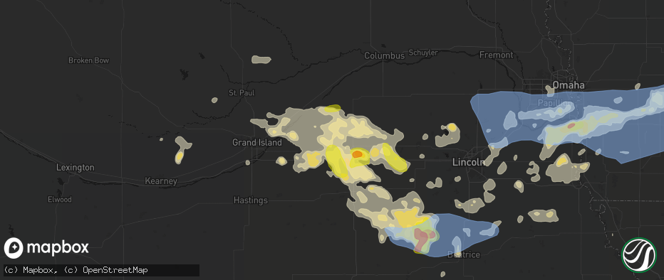 Hail map in Bradshaw, NE on June 5, 2026