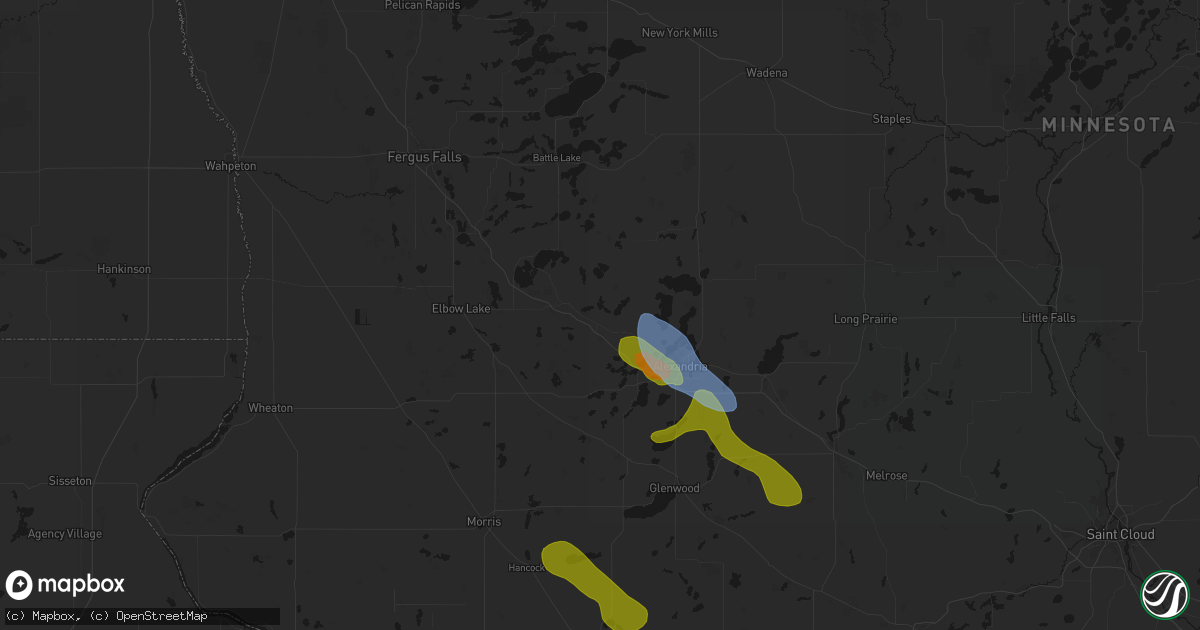 Hail map in Brandon, MN on June 5, 2026