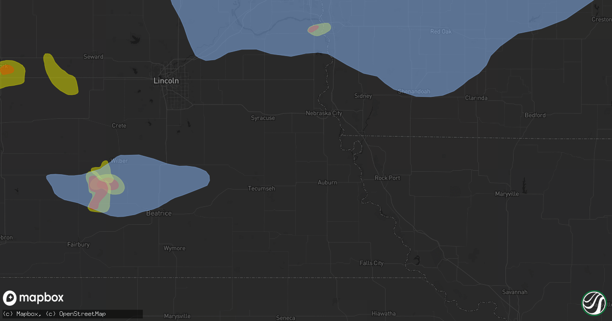 Hail map in Brock, NE on June 5, 2026