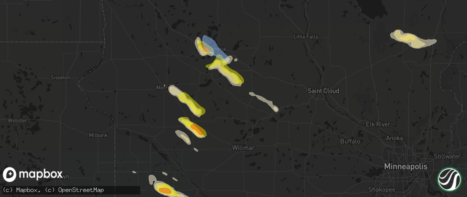 Hail map in Brooten, MN on June 5, 2026