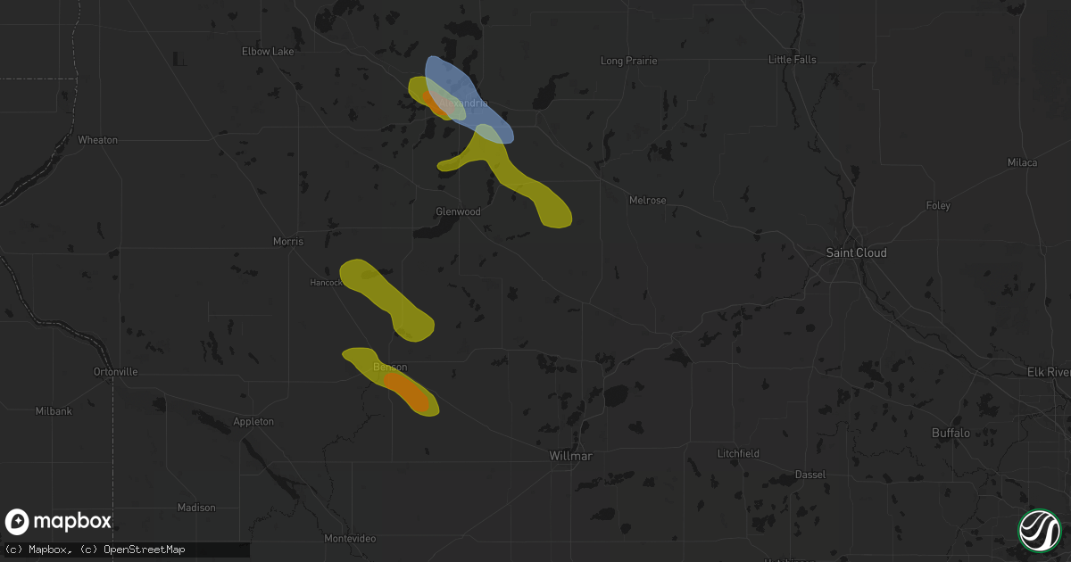 Hail map in Brooten, MN on June 5, 2026