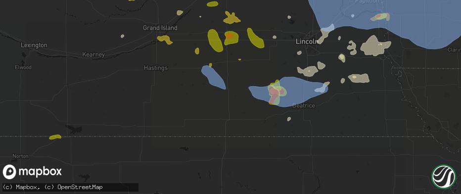 Hail map in Bruning, NE on June 5, 2026