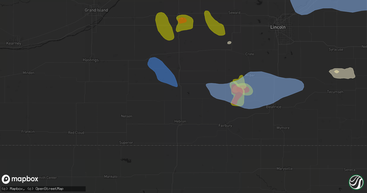 Hail map in Bruning, NE on June 5, 2026