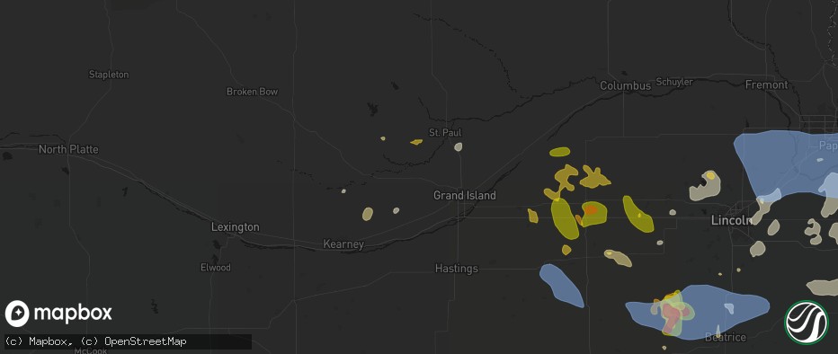 Hail map in Cairo, NE on June 5, 2026