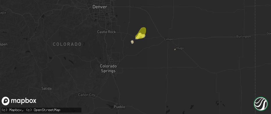 Hail map in Calhan, CO on June 5, 2026