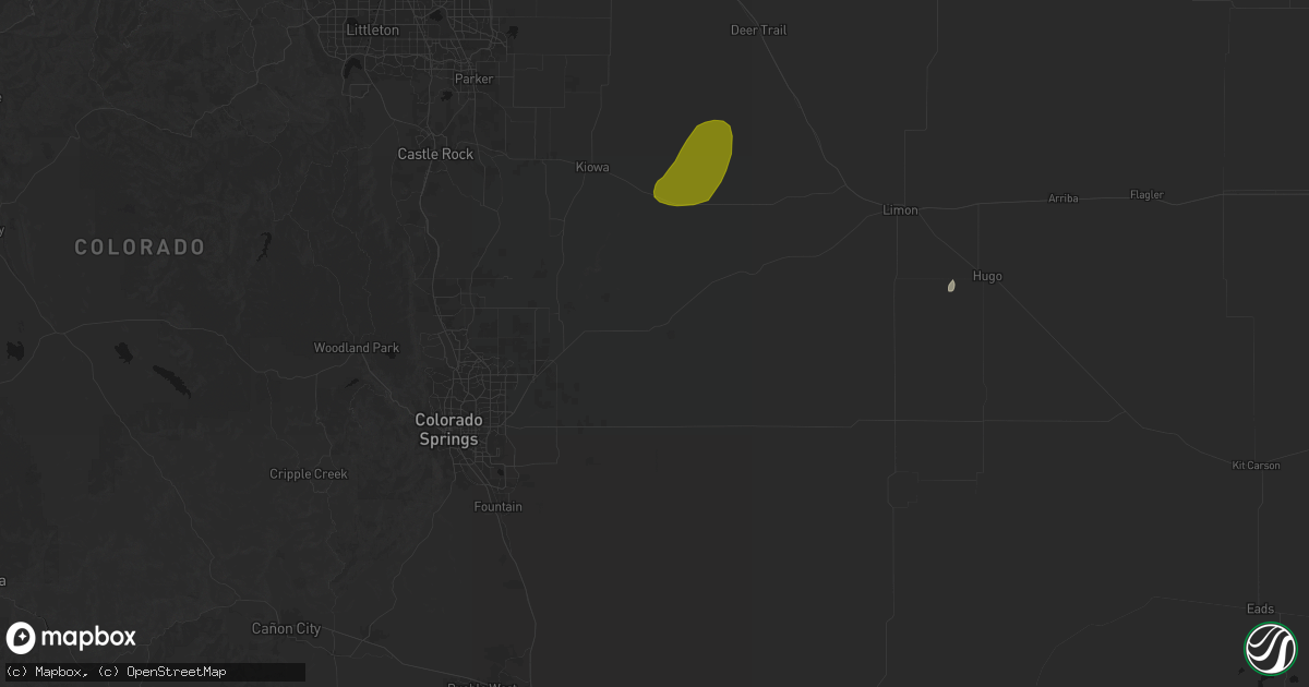 Hail map in Calhan, CO on June 5, 2026