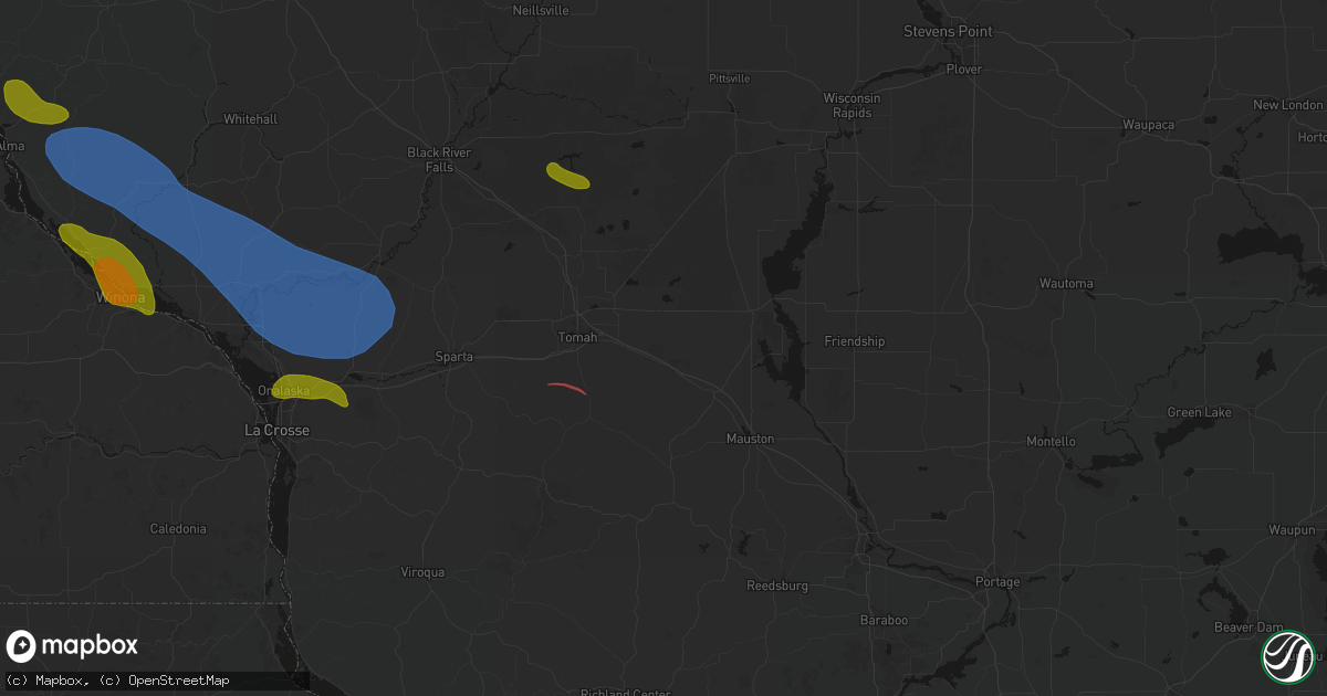 Hail map in Camp Douglas, WI on June 5, 2026