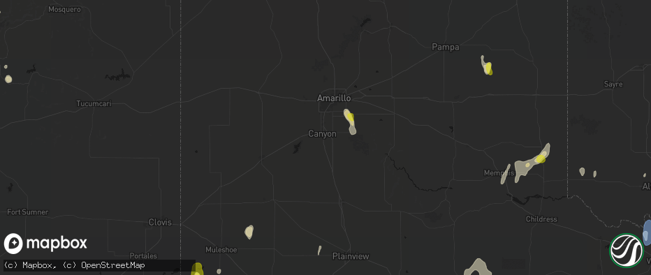 Hail map in Canyon, TX on June 5, 2026