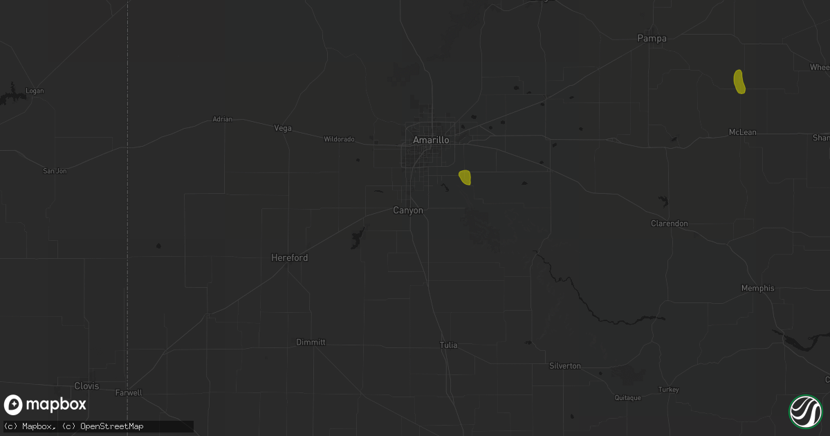 Hail map in Canyon, TX on June 5, 2026