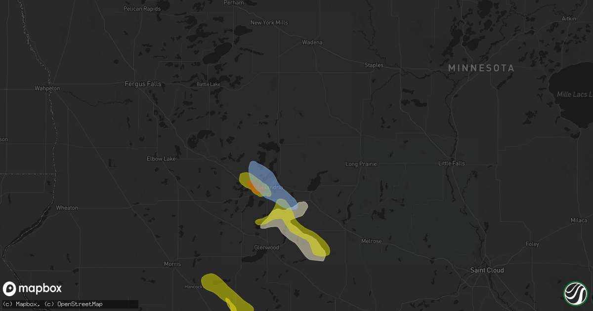 Hail map in Carlos, MN on June 5, 2026