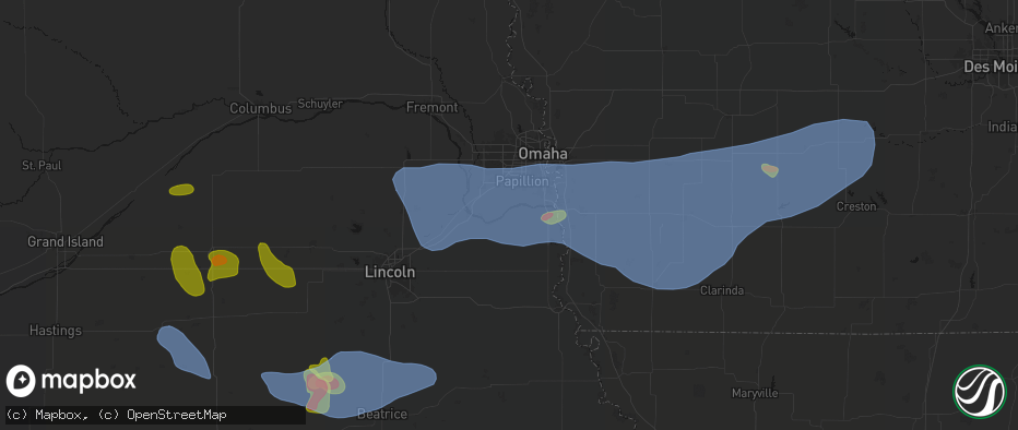 Hail map in Cedar Creek, NE on June 5, 2026