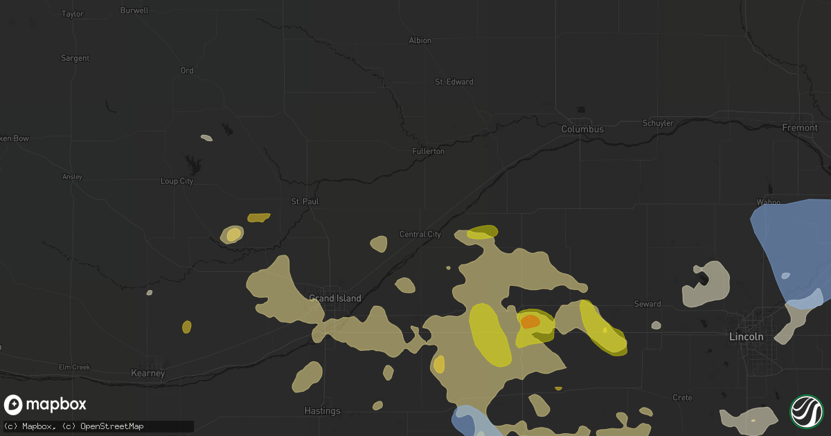 Hail map in Central City, NE on June 5, 2026