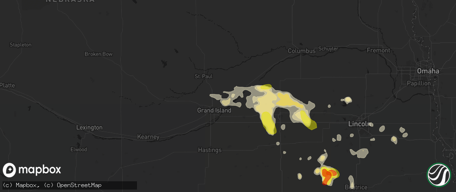 Hail map in Chapman, NE on June 5, 2026