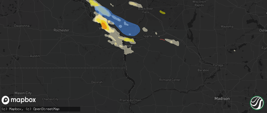Hail map in Chaseburg, WI on June 5, 2026