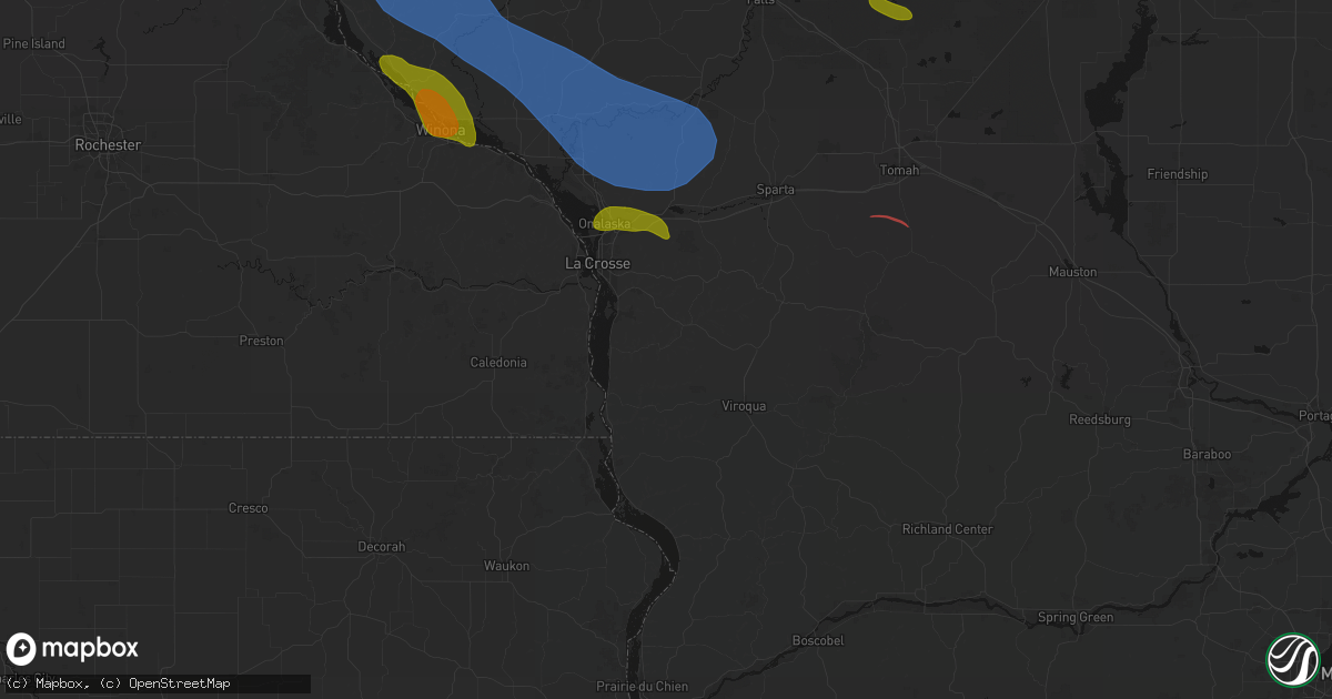Hail map in Chaseburg, WI on June 5, 2026