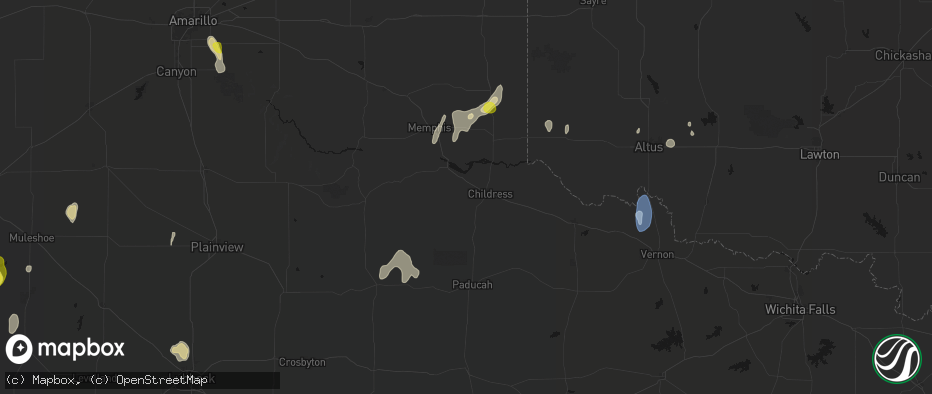 Hail map in Childress, TX on June 5, 2026