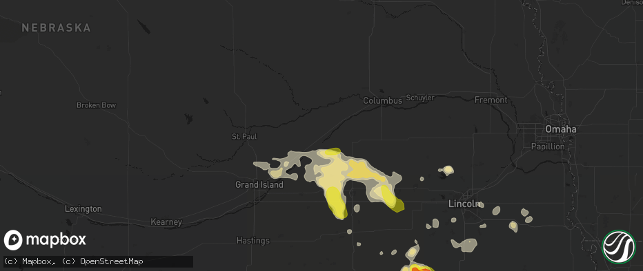 Hail map in Clarks, NE on June 5, 2026
