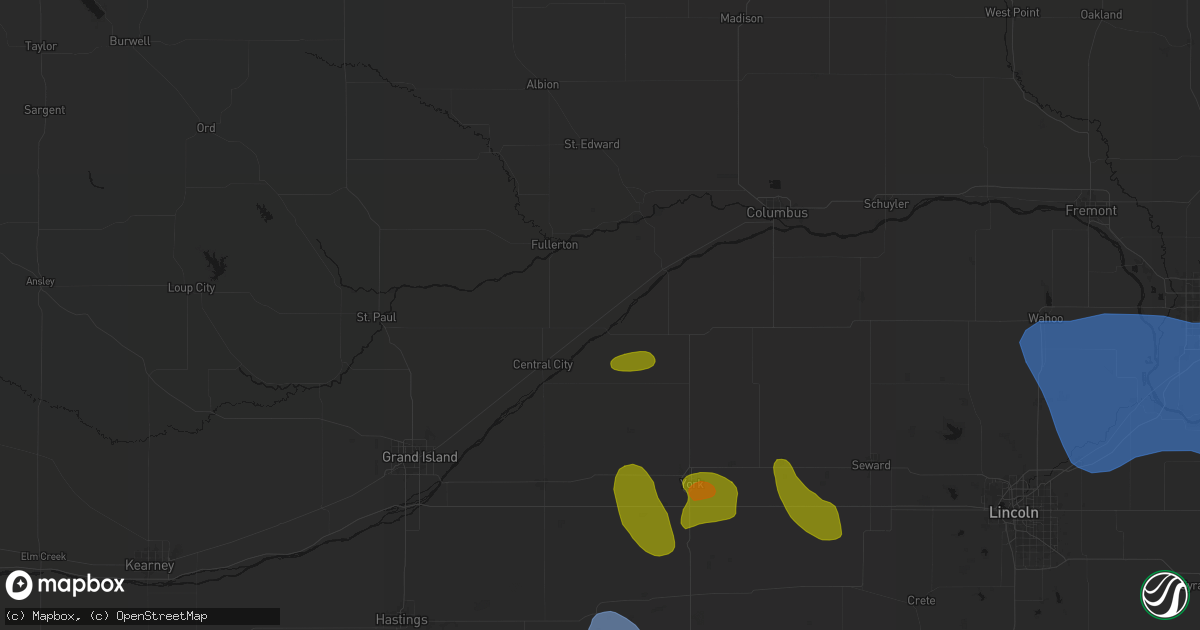 Hail map in Clarks, NE on June 5, 2026