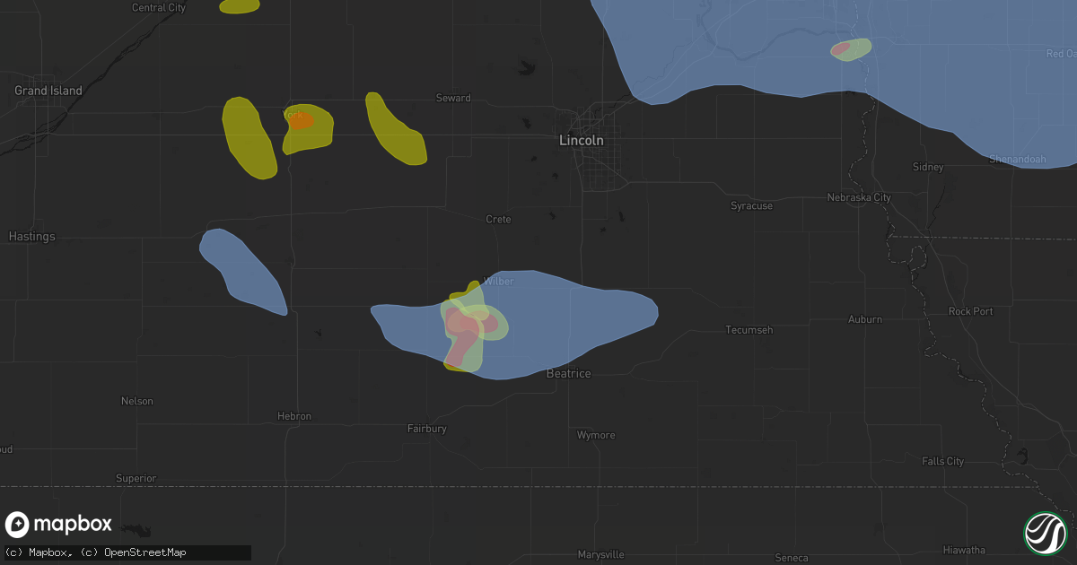 Hail map in Clatonia, NE on June 5, 2026