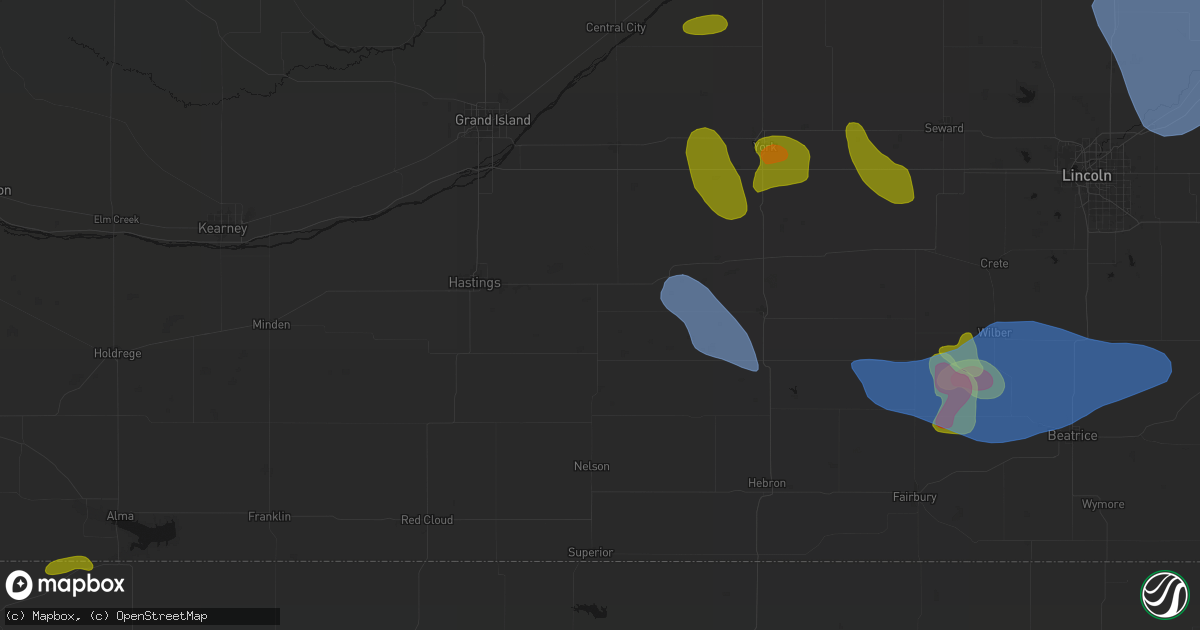 Hail map in Clay Center, NE on June 5, 2026