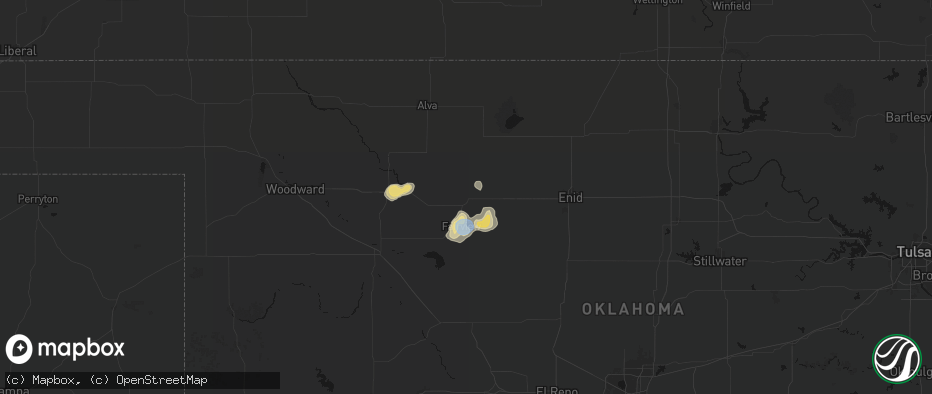 Hail map in Cleo Springs, OK on June 5, 2026