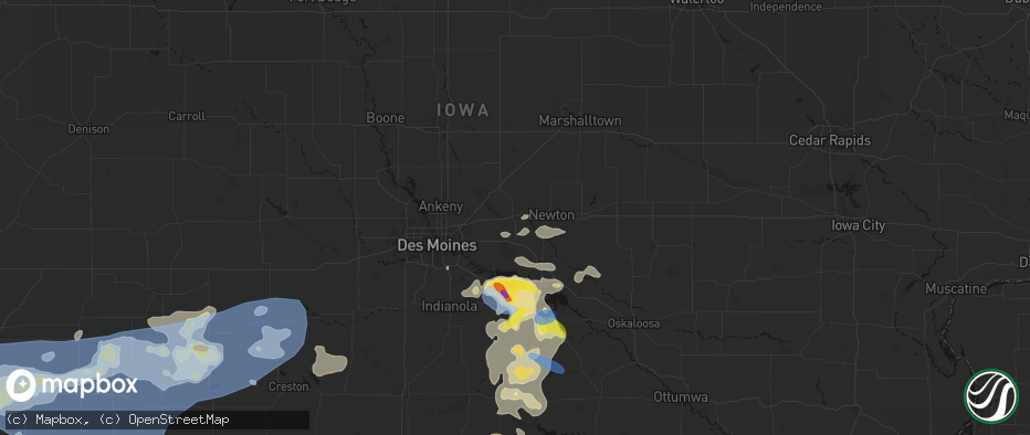 Hail map in Colfax, IA on June 5, 2026