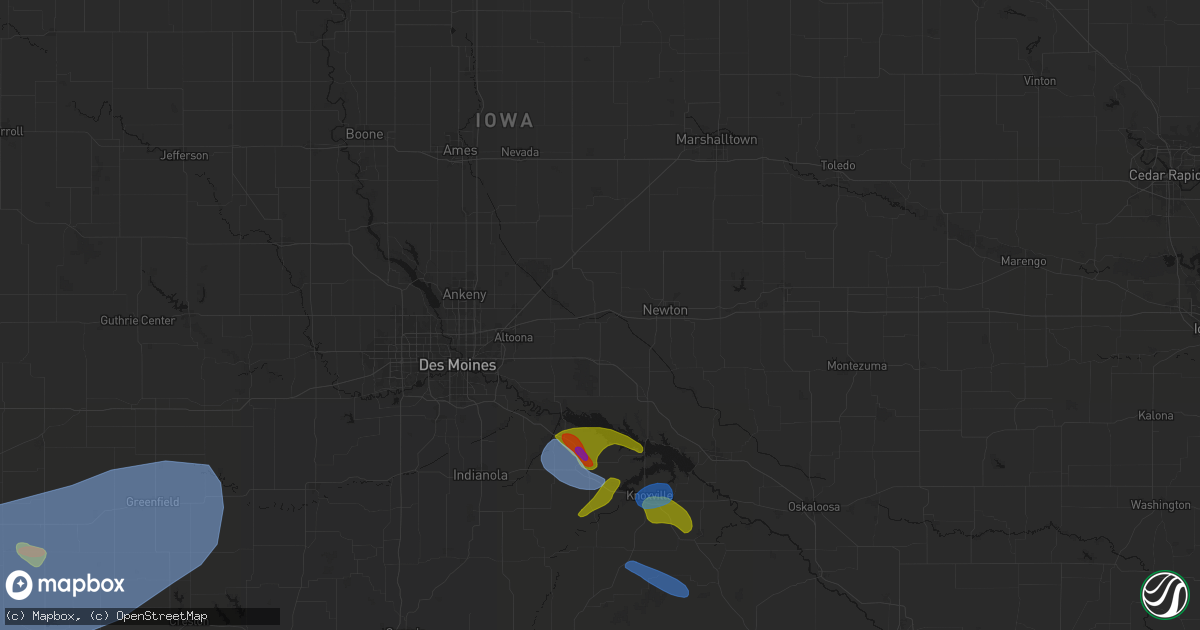 Hail map in Colfax, IA on June 5, 2026