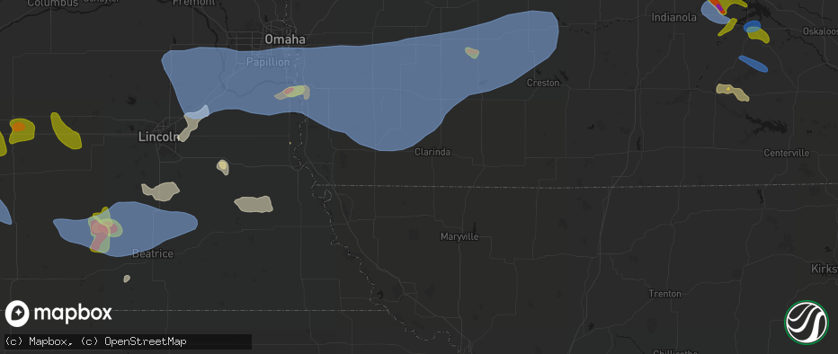 Hail map in College Springs, IA on June 5, 2026