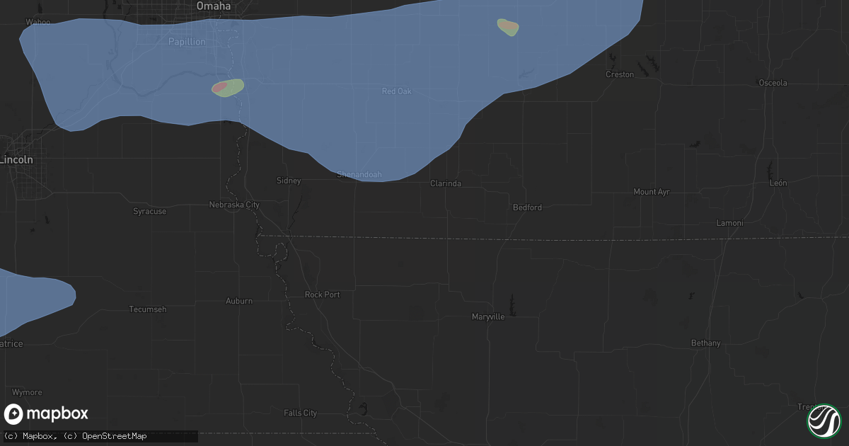 Hail map in College Springs, IA on June 5, 2026
