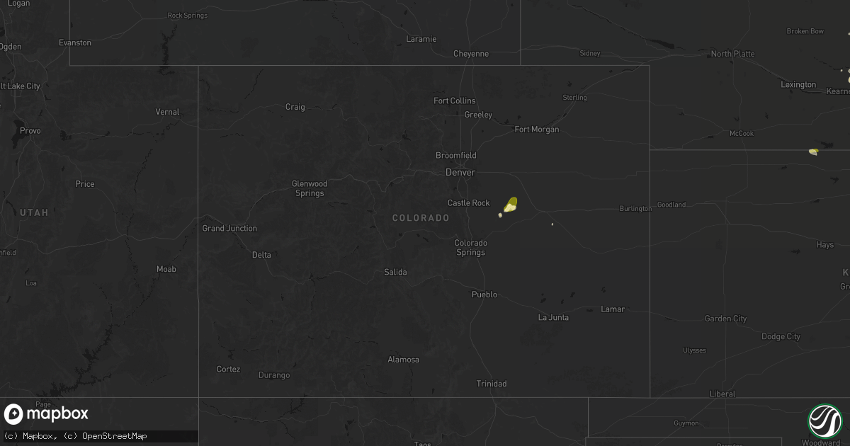 Hail map in Colorado on June 5, 2026