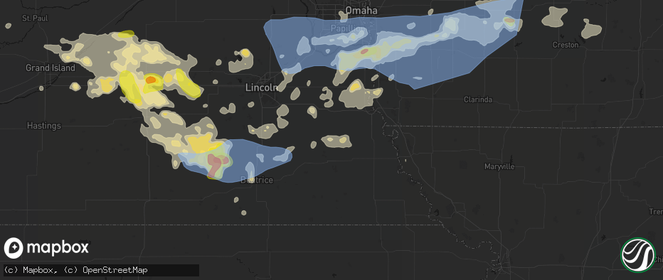 Hail map in Cook, NE on June 5, 2026