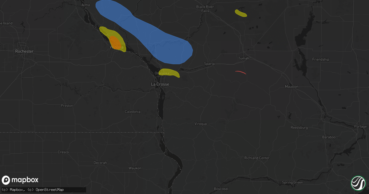 Hail map in Coon Valley, WI on June 5, 2026