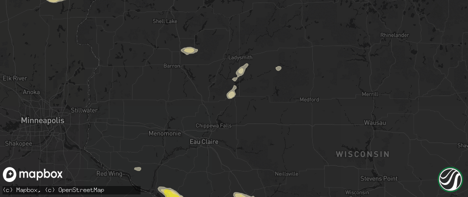 Hail map in Cornell, WI on June 5, 2026