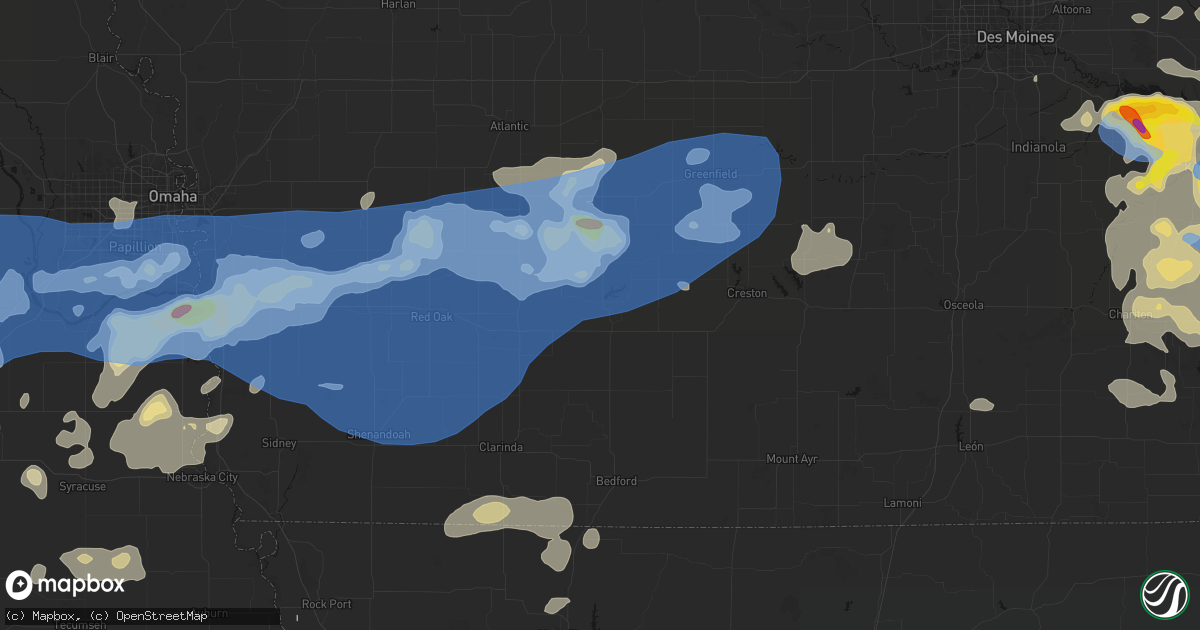 Hail map in Corning, IA on June 5, 2026