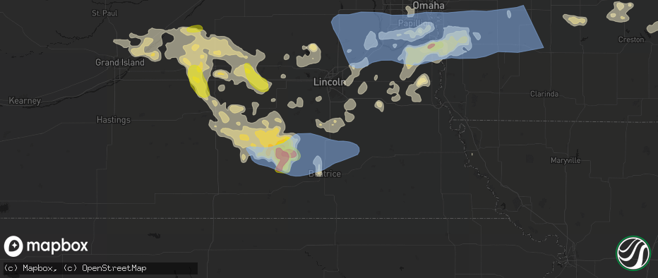 Hail map in Cortland, NE on June 5, 2026