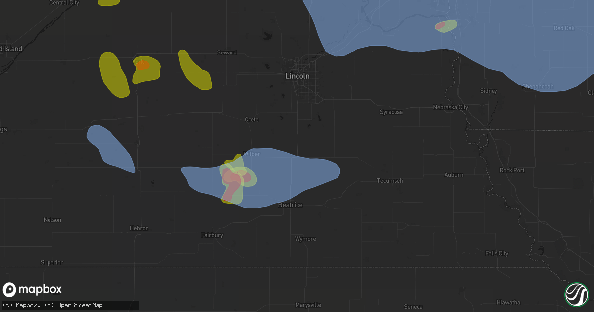 Hail map in Cortland, NE on June 5, 2026