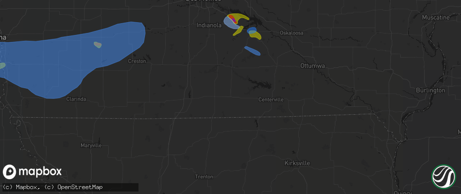 Hail map in Corydon, IA on June 5, 2026