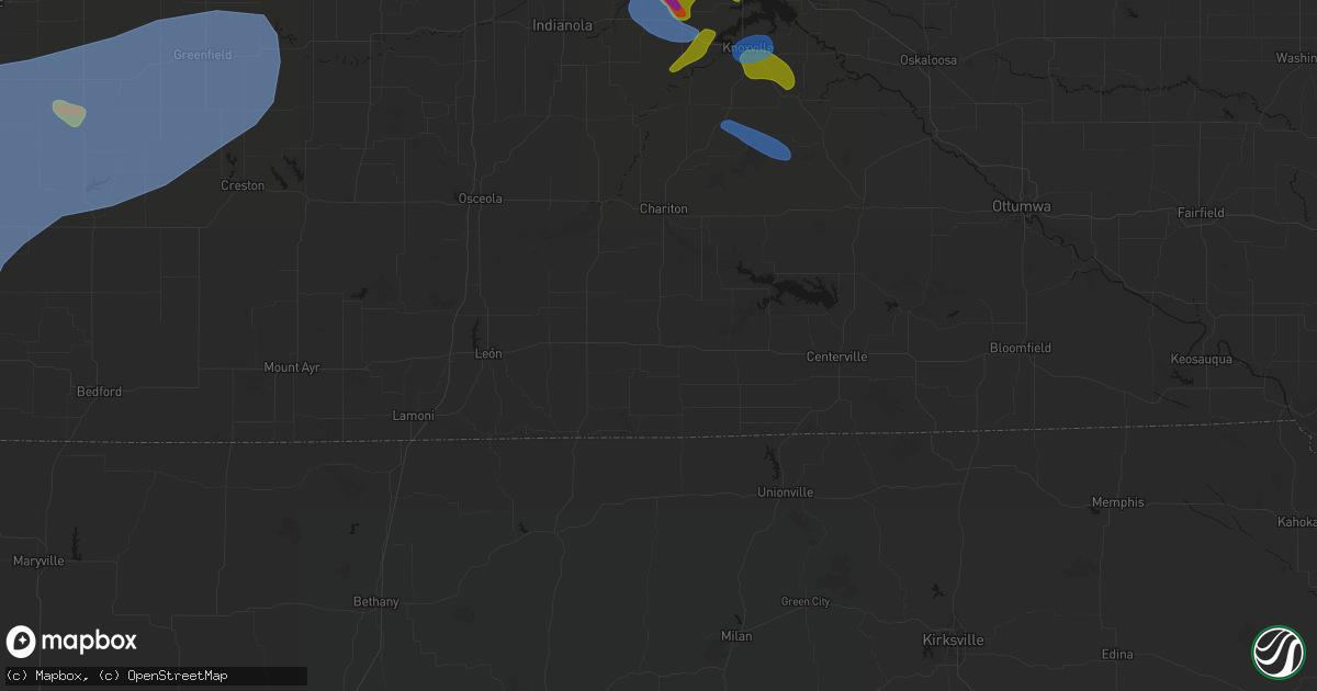 Hail map in Corydon, IA on June 5, 2026
