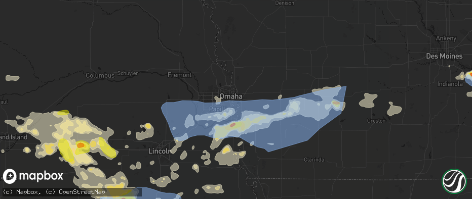 Hail map in Council Bluffs, IA on June 5, 2026