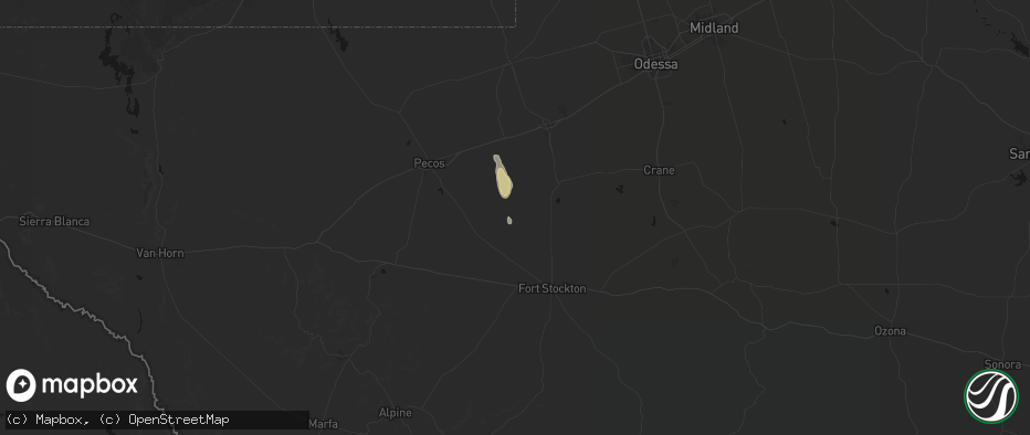 Hail map in Coyanosa, TX on June 5, 2026
