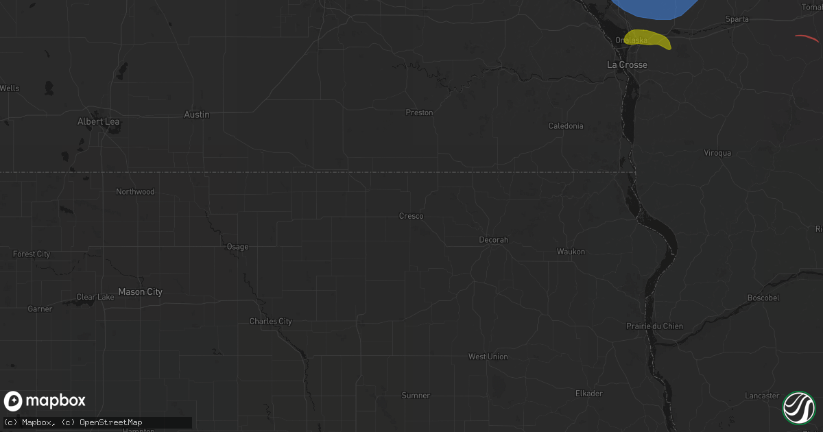 Hail map in Cresco, IA on June 5, 2026