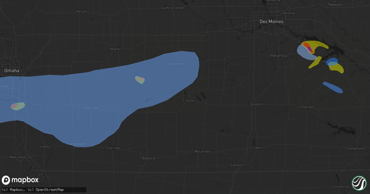 Hail map in Creston, IA on June 5, 2026