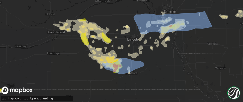 Hail map in Crete, NE on June 5, 2026