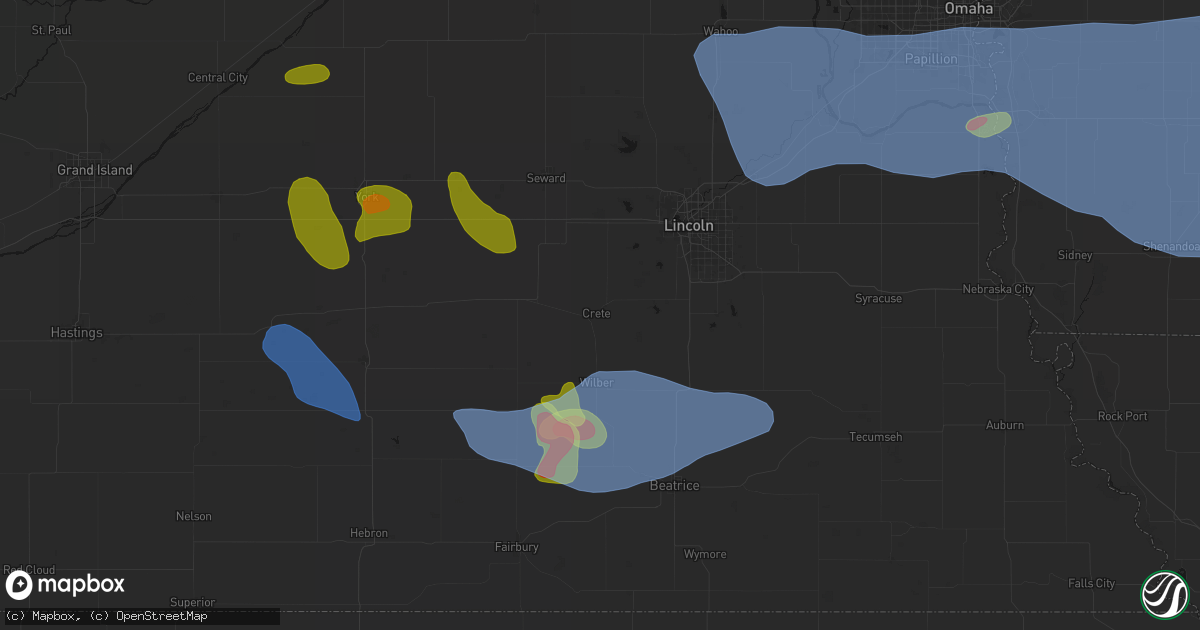 Hail map in Crete, NE on June 5, 2026