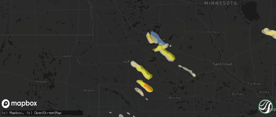 Hail map in Cyrus, MN on June 5, 2026