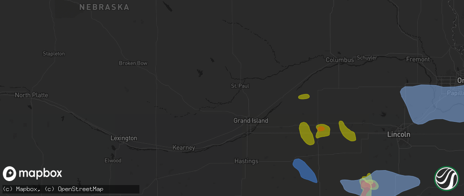 Hail map in Dannebrog, NE on June 5, 2026