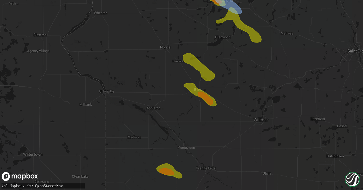 Hail map in Danvers, MN on June 5, 2026