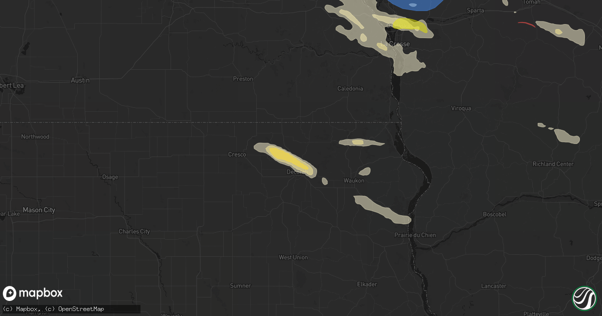 Hail map in Decorah, IA on June 5, 2026